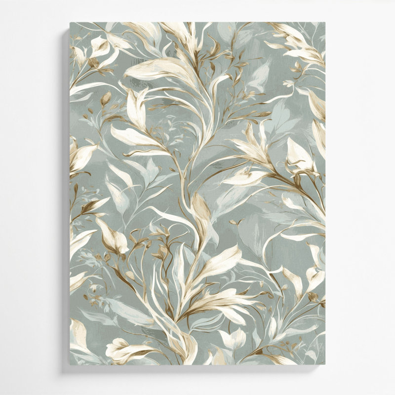 «Abstract Florals 24», art mural sur toile grise, H 30 po x l 20 po