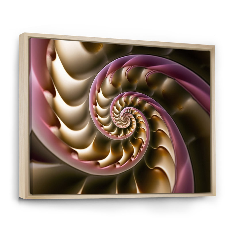 «Fractal Spiral Flower», impression sur toile rétro or rose, Cadre naturel flottant, H 12 po x l 20 po x P 1 po