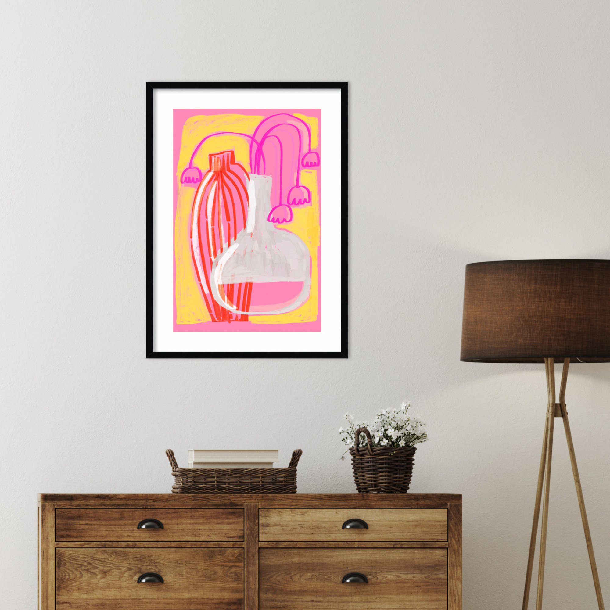 Neon Still Life No 5 by Treechild Wood Framed Wall Art Print, Black, 33" H x 24" W