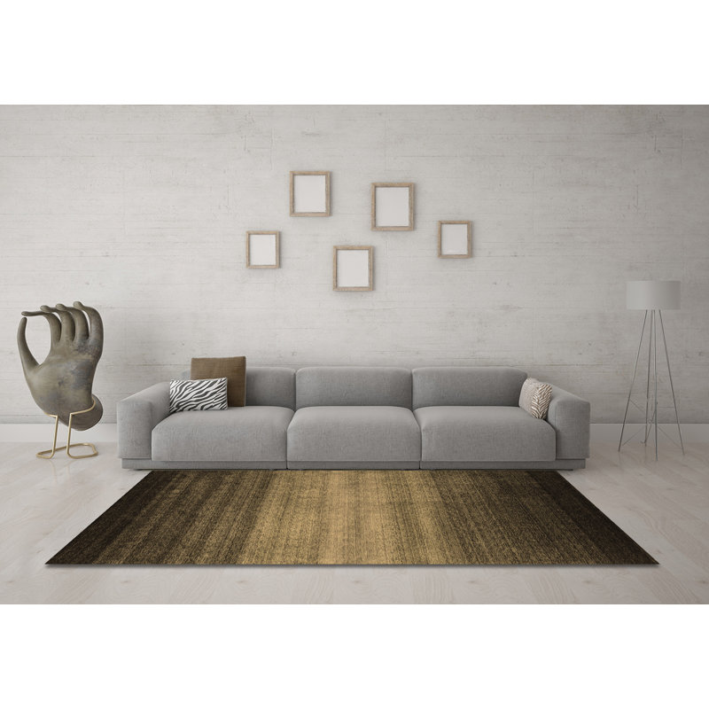 Tapis contemporains brun lavable à la machine 2643, Rond 8 pi