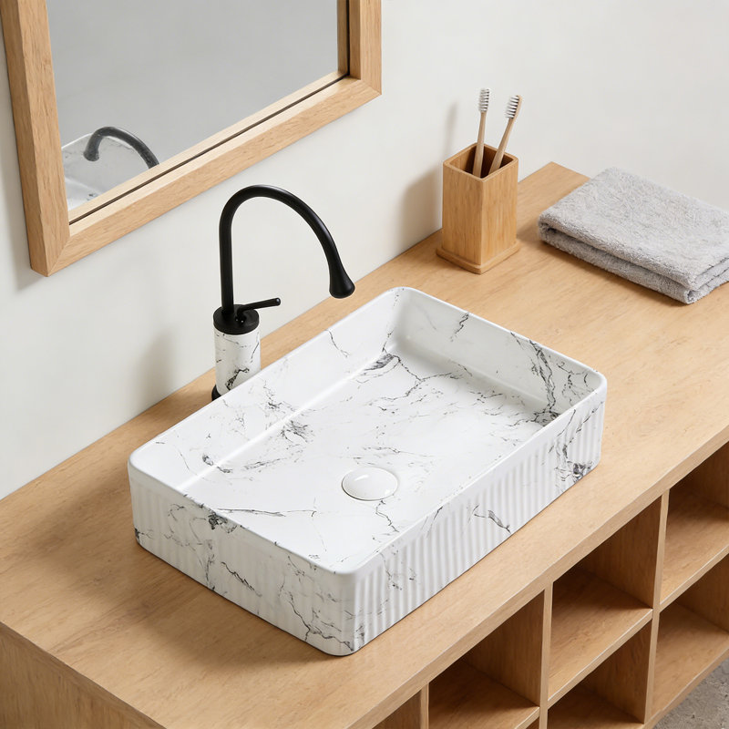 Lavabo vasque de salle de bain 20 "avec robinet, ensemble de drain