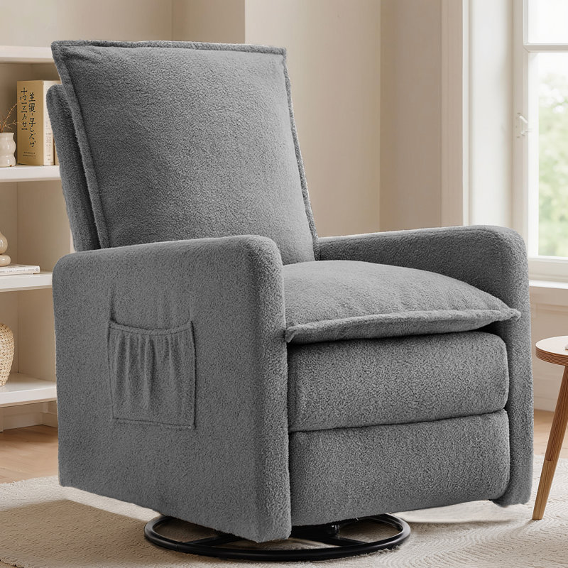 28.4" W Swivel Recliner Chair with Leg Support, Gray