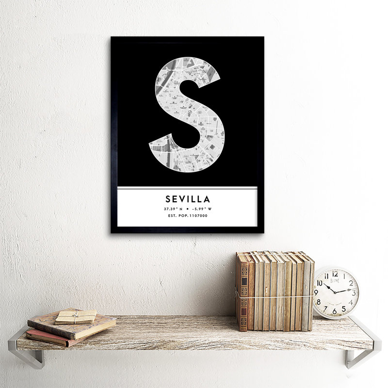 Seville Spain City Map - Single Picture Frame Typography