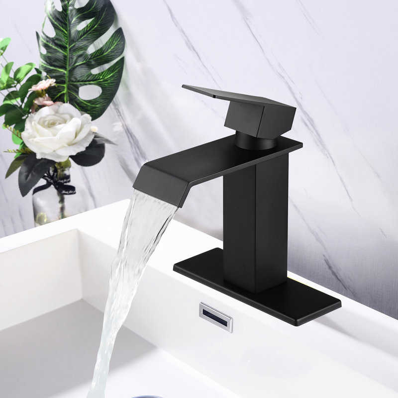 Modern Matte Black Bathroom Faucet With Waterfall Spout And Effortless Single Operation, Stainless Steel Handy Single Handle,