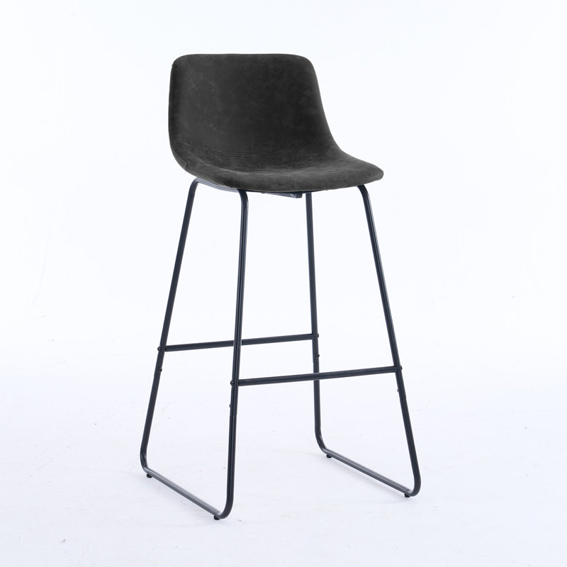 Modern 24'' & 30'' Bar Stool with Metal Legs, Non-Swivel Upholstered Counter Stool for Kitchen & Home Bar", Black