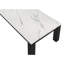 Table basse contemporaine en faux marbre blanc et tables de bout noires contemporaines: style