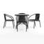 Table carrée en verre et métal de 28 po avec bordure en rotin et 4 chaises empilables en rotin Amlie-23840914