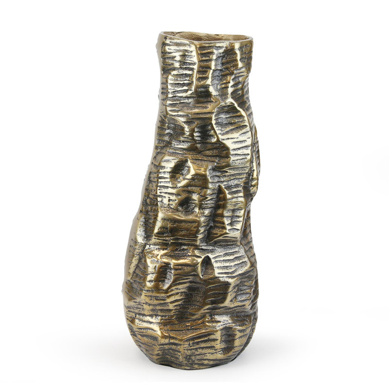 Metal Table Vase, Gold, 15.7" H x 6.7" W x 6.7" D