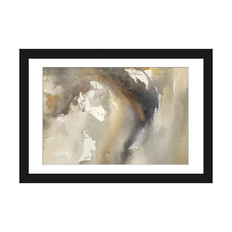 «Waves in Motion I», reproduction sur toile tendue, Papier d'art encadré noir, H 24 po x l 32 po x P 1 po, Blanc