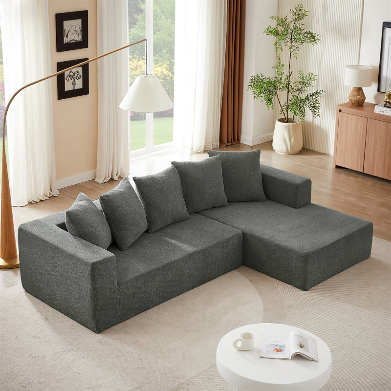 Ensemble de canapé modulaire en L Chenille, Orienté à droite, Gris chenille