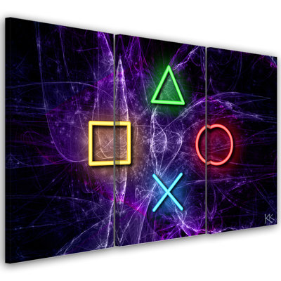 Buttons for the Controller 3 Piece Wall Art Set on Canvas