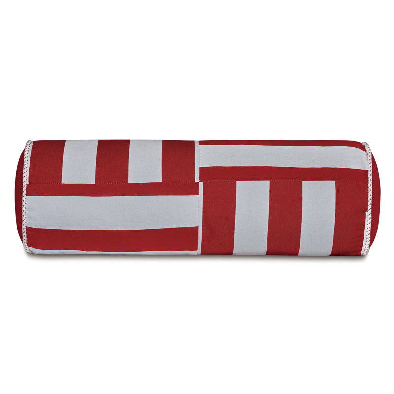 Riptide Neckroll Pillow In Khaki, White/Red