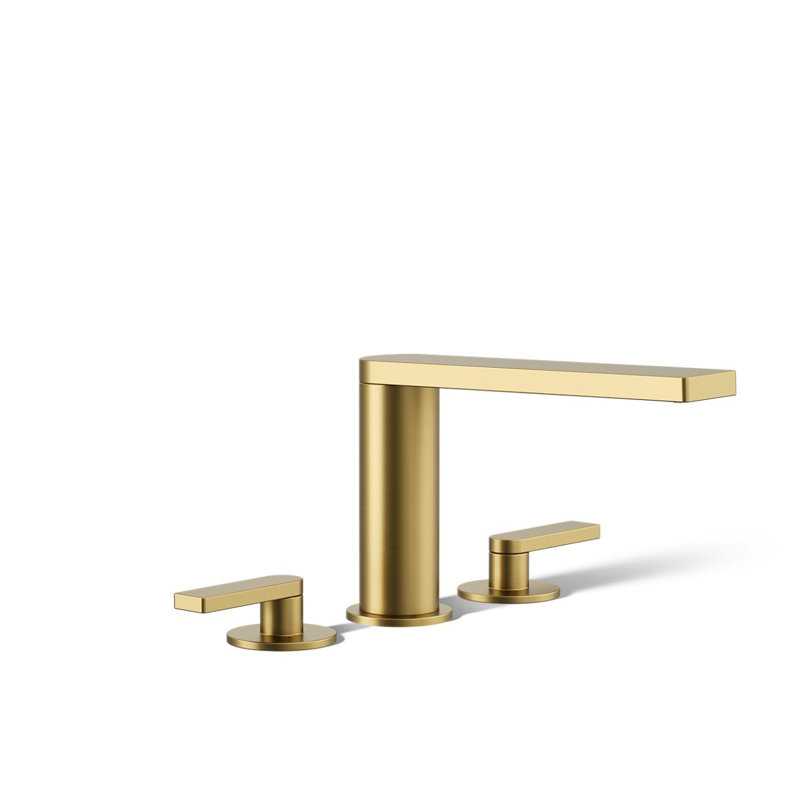 Garniture de robinet de baignoire romaine à deux poignées avec inverseur, Laiton brossé moderne éclatant
