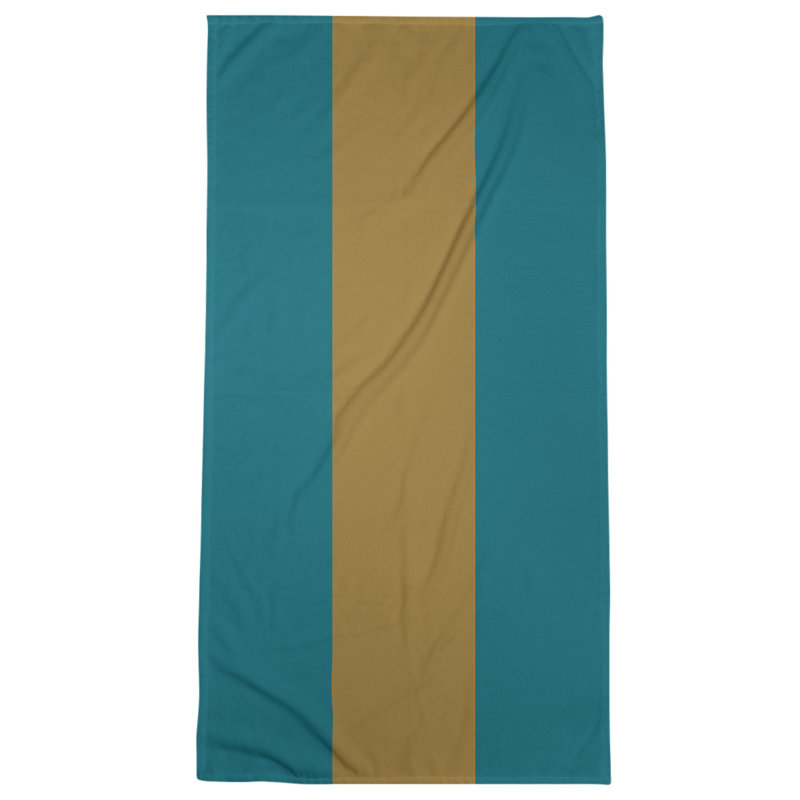 Cotton Blend Beach Towel, Gold/Teal
