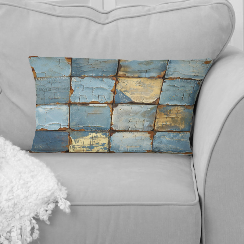 Coussin Blue and Gold, Forme rectangulaire, H 12 po x l 20 po