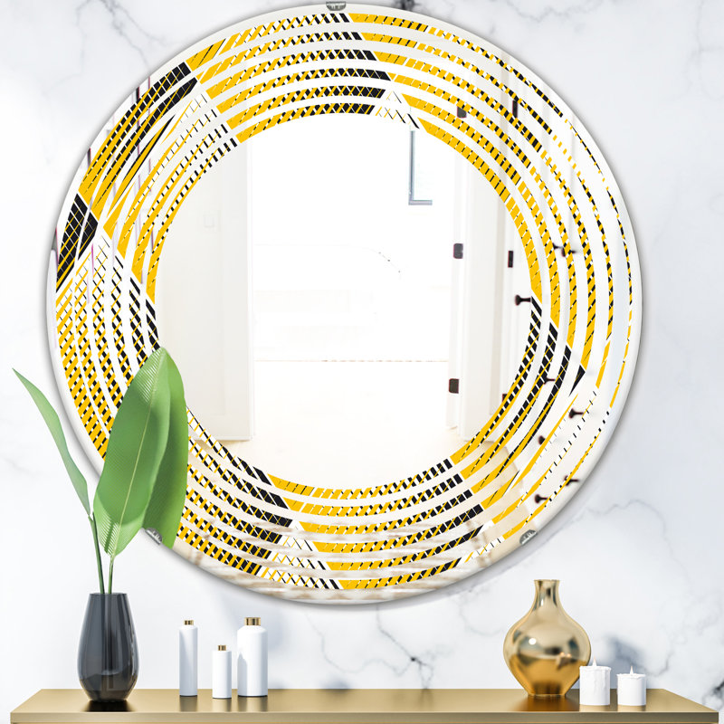 Miroir mural Wave, 23,6 po x 23,6 po, Vague losange géométrique glam