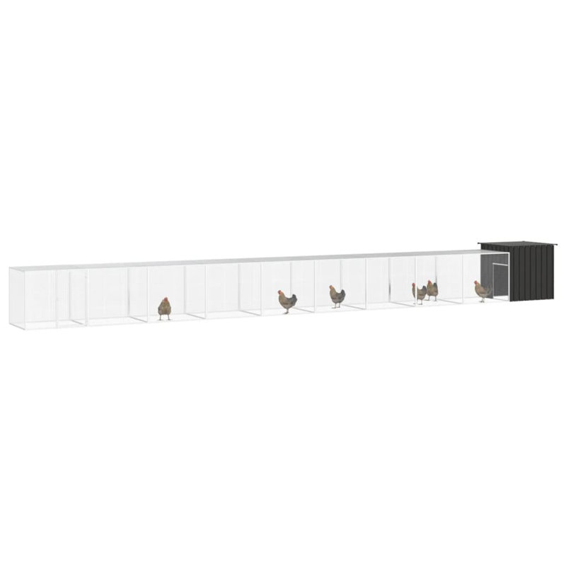 Cage à poulet Davier, H 39,4 po x l 35,8 po x L 393,7 po, Gris anthracite