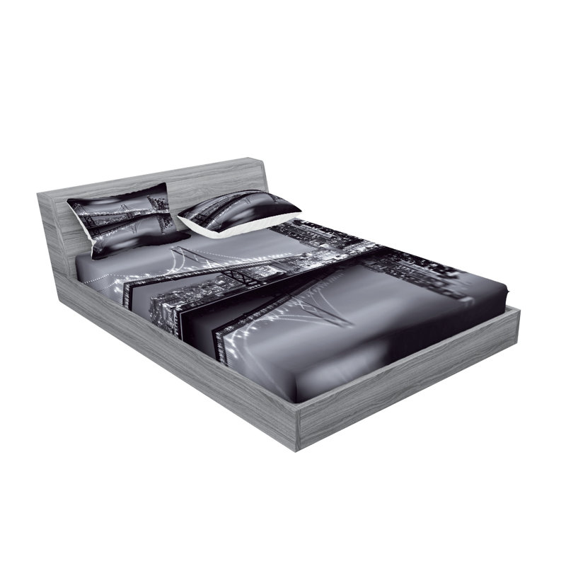 Drap-housse noir et blanc Ambesonne, Ensemble de draps pour très grand lit californien