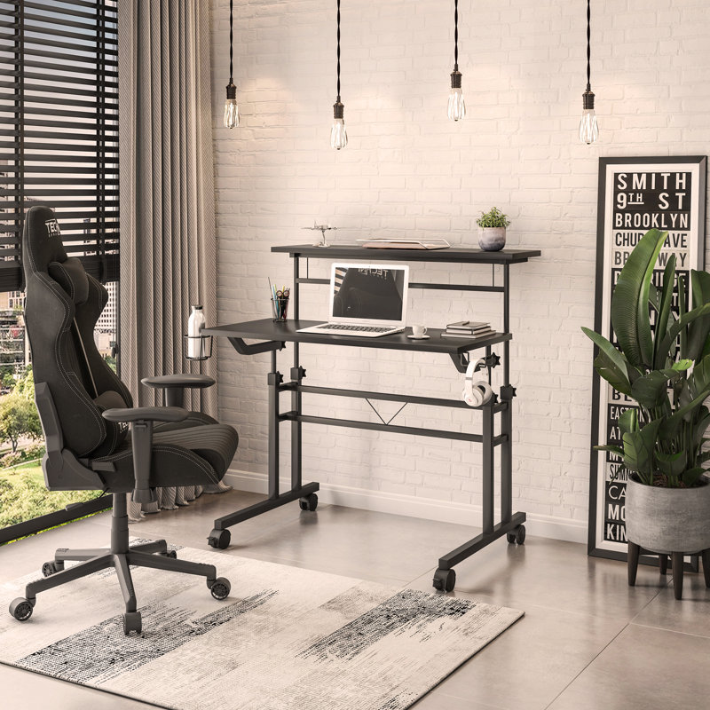Solid Wood Writing Desk, Black