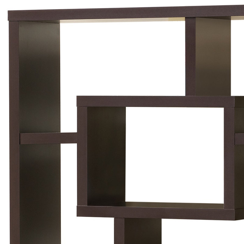 Arran-William Geometric Bookcase, 70.75" H x 35.5" W x 11.5" D, Brown