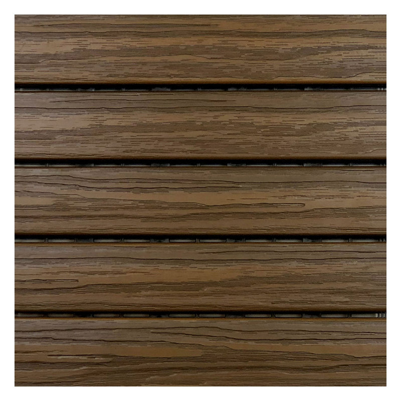 12'' L x 12'' W Plastic Interlocking Deck Tile in Walnut Brown