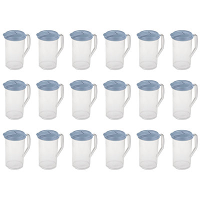 Pichet à charnière en plastique 2 pintes avec poignée Comfort Stilite, bleu, paquet de 18