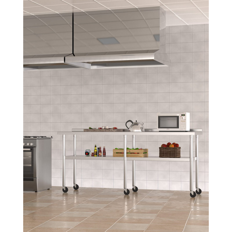 Goldensoil Stainless Steel 72 in. L x 24 in. W x 34 in. H Adjustable Work Table