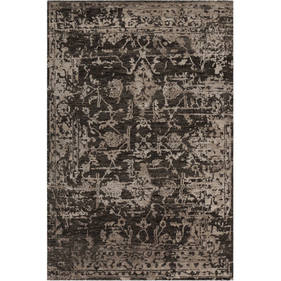 Sasha Authentic Hand-Woven Handmade Gray & Black Transitional Oriental Wool Area Rug