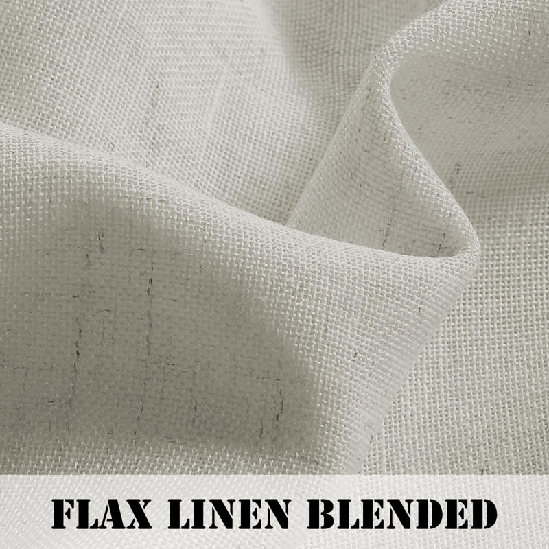 Linen Grommet Curtains for Living Room 2 Panel Drape Semi Sheer Neutral Country Rustic Farmhouse Boho Curtain Bedroom Muslin Look Light Filtering