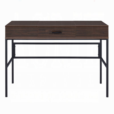 Oak And Black 1-Drawer Writing Desk With USB Port