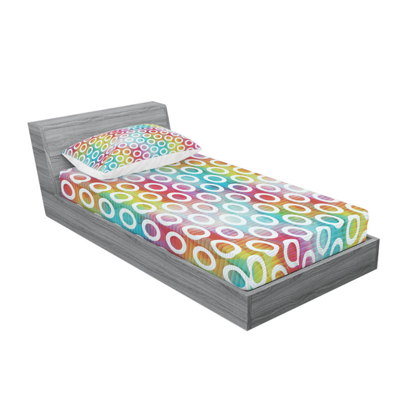 Microfiber Geometric Sheet Set, Twin XL Sheet Set with Fitted Sheet
