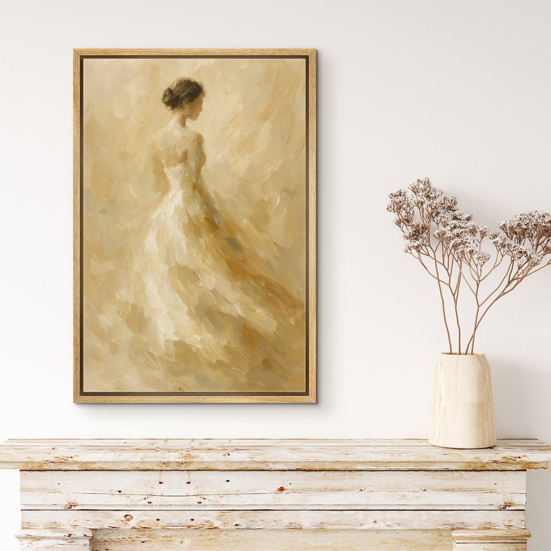 «Soft Neutral Woman Silhouette Elegant Figure Scene», reproduction d'art sur toile encadrée, H 36 po x l 24 po x P 1,5 po