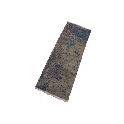 Tapis de couloir d'intérieur brun en laine noué à la main 2 pi x 6 pi 2 po Mcintosh