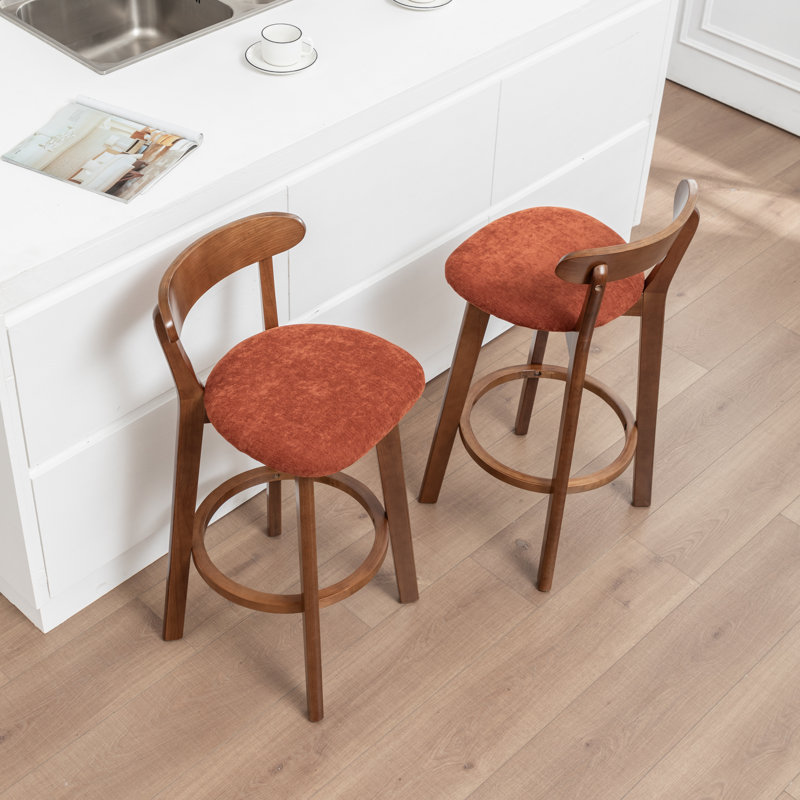 Tabouret de bar en bois massif Nordic, Orange