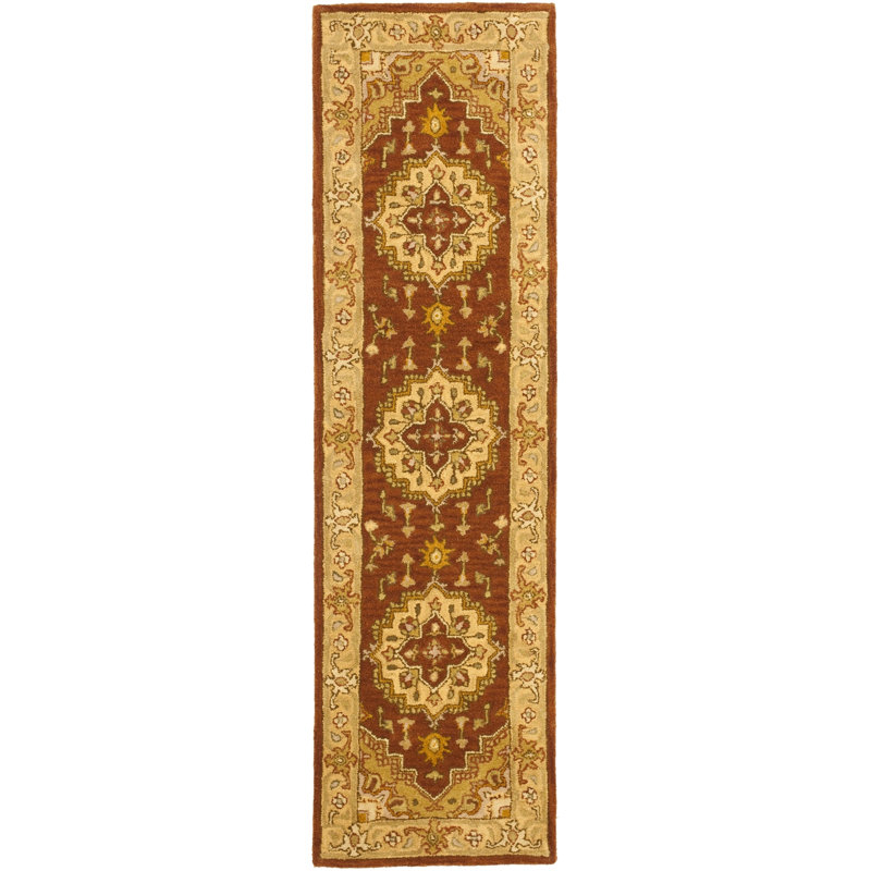 Tapis rouille / or en laine touffeté à la main Cranmore, Tapis de couloir 2 pi 3 po x 8 pi