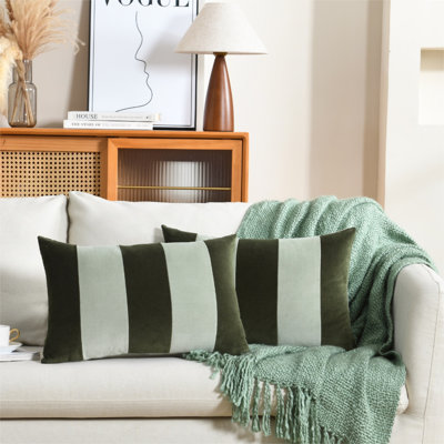 Housse de coussin en coton rayé
