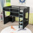 Modern Loft Bed with Built-in Desk, Pegboard Organizer, LED Lighting and Storage Shelves-715236149-715236154