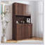 Armoire de cuisine et armoire spacieuse de 70,87 pouces de hauteur avec 6 portes, tablettes ouvertes et tiroir pour un rangement polyvalent