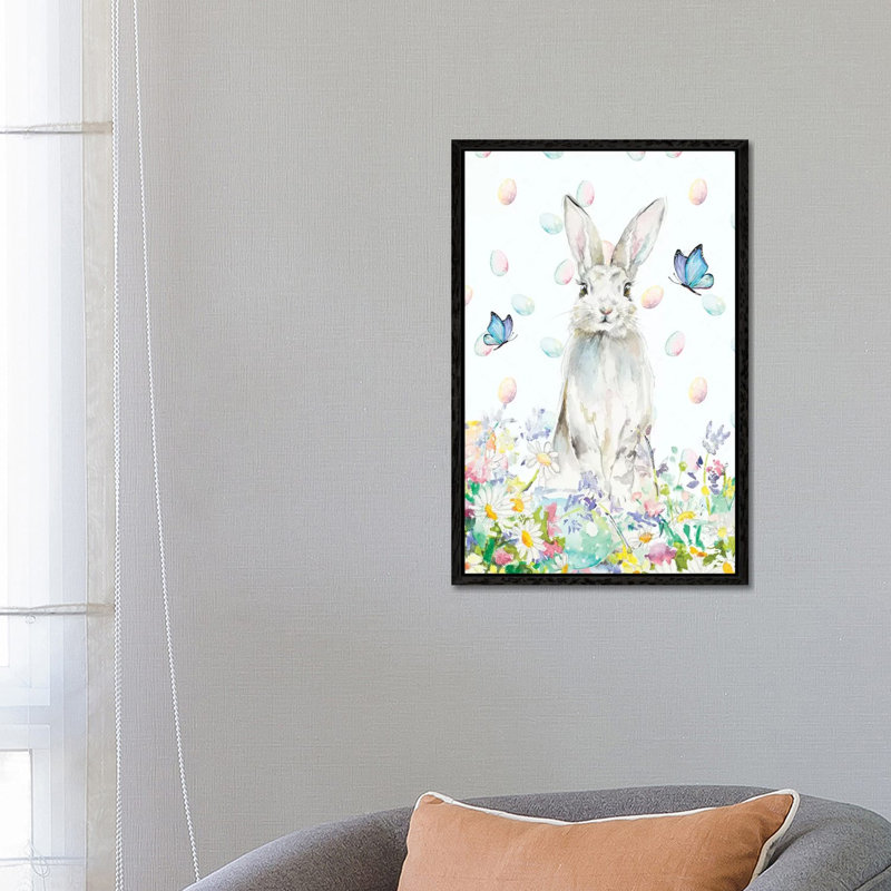 Tall Easter Bunny by Patricia Pinto - Floater Frame Gallery-Wrapped Canvas Giclée on Canvas, Black, 66.04 cm H x 45.72 cm W