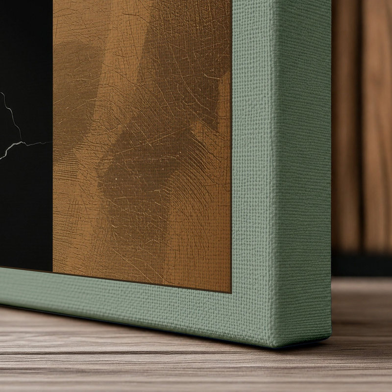 Bronze Sphere and Void Minimalist 1 Piece Wrapped Canvas Wall Art, 24x16 - 61.0 x 40.6 cm, Sage Border