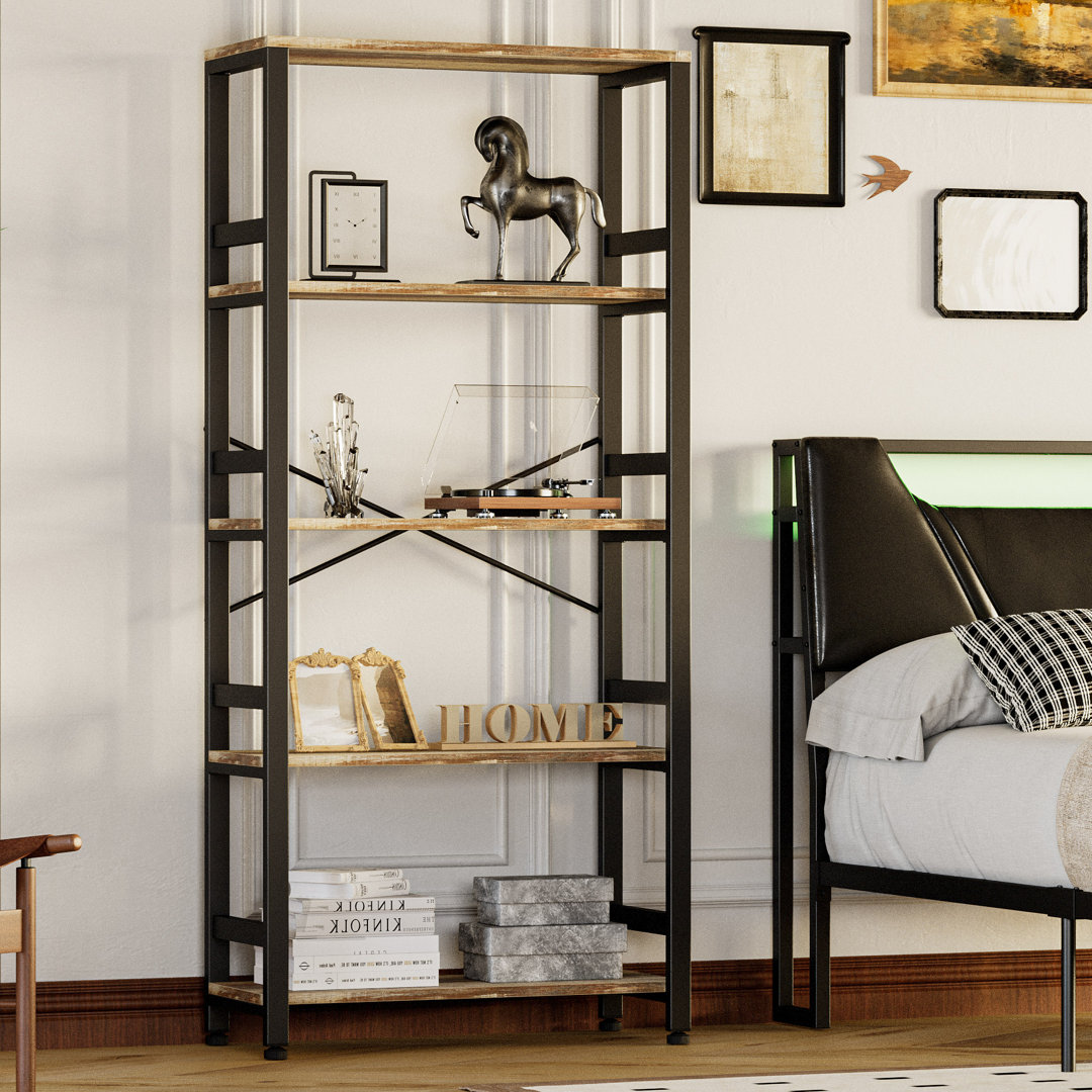 68.7" H x 31.5" W Iron Etagere Bookcase Ladder Shelf 110lbs 17 Stories 