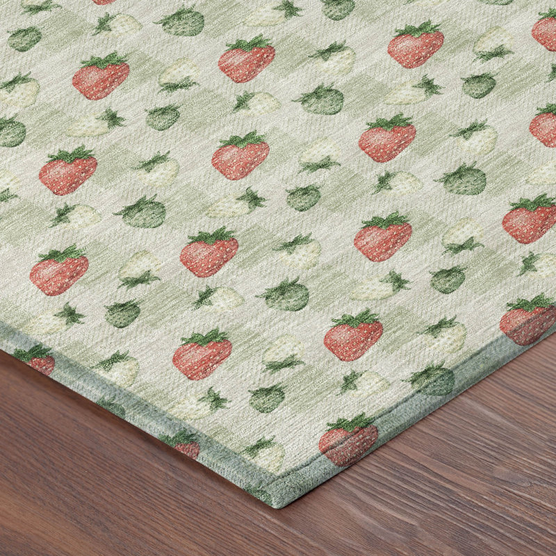 Tapis intérieur / extérieur lavable à la machine Chantille ACN2865 Strawberries, Céleri, Rond 8 pi