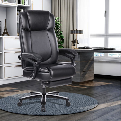 Office Chair With Footrest 400Lb Big And Tall Computer Gaming Chair Ergonomic Executive High Back Reclining Leather Desk Chair With Adjustable Lumbar -  Hokku Designs, DB2CC4DEB020469E971C208D03D6167C