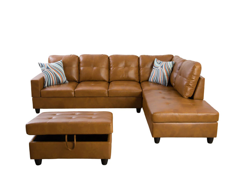 Upholstered Sectional, Right Hand Facing, Black