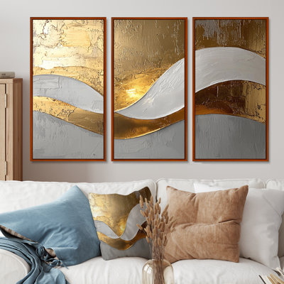 Newman I - art mural vagues pour le salon - ensemble de 3
