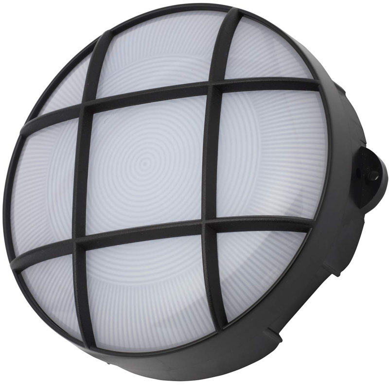 Guinivere Black Integrated LED Outdoor Bulkhead Light, 23cm H x 23cm W x 6.5cm D