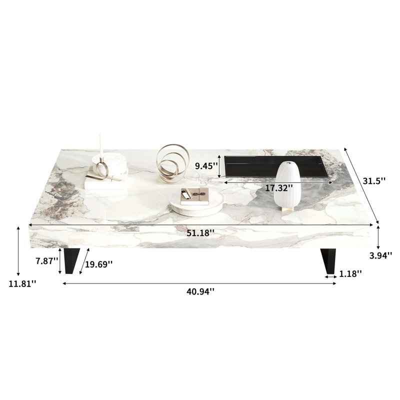 Table basse Briamarie, Blanc / Blanc