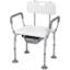 Chaise de douche réglable en hauteur 3-en-1 avec dossier et accoudoirs - Fonctionne également comme commode de chevet et siège de toilette surélevé avec repose-pieds en caoutchouc antidérapant