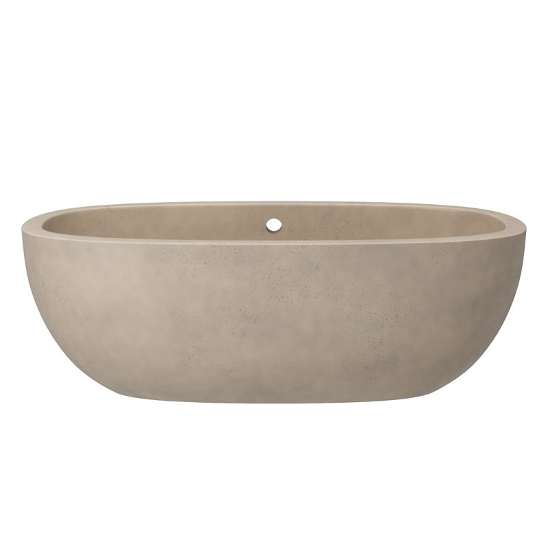 Avalon NativeStone Freestanding Soaking Cement Bathtub, Sand, 23" H x 36" W x 72" L