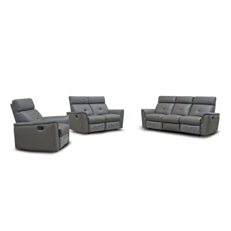 Canapé deux places gris foncé 1058 avec fauteuil inclinable manuel